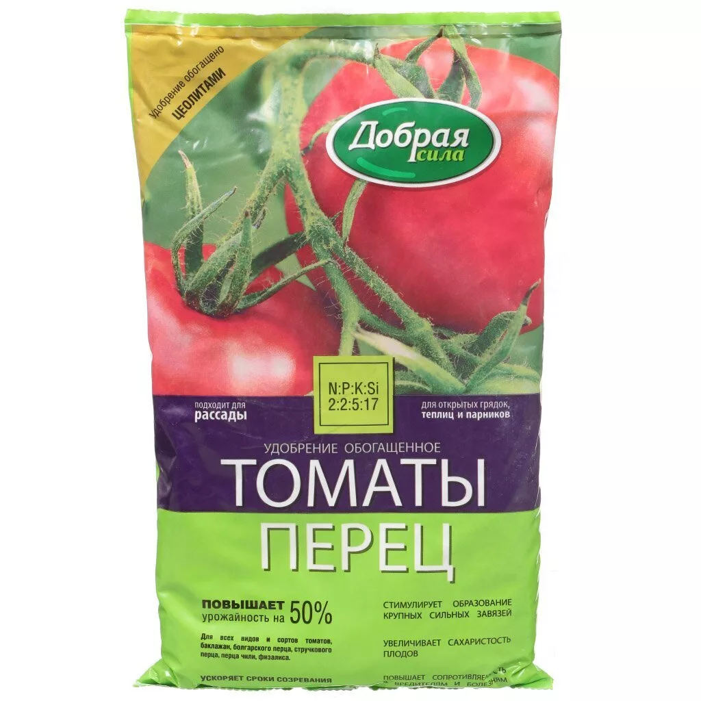 Удобрение для томата и перца минеральное в гранулах "Добрая сила", 0.9 кг