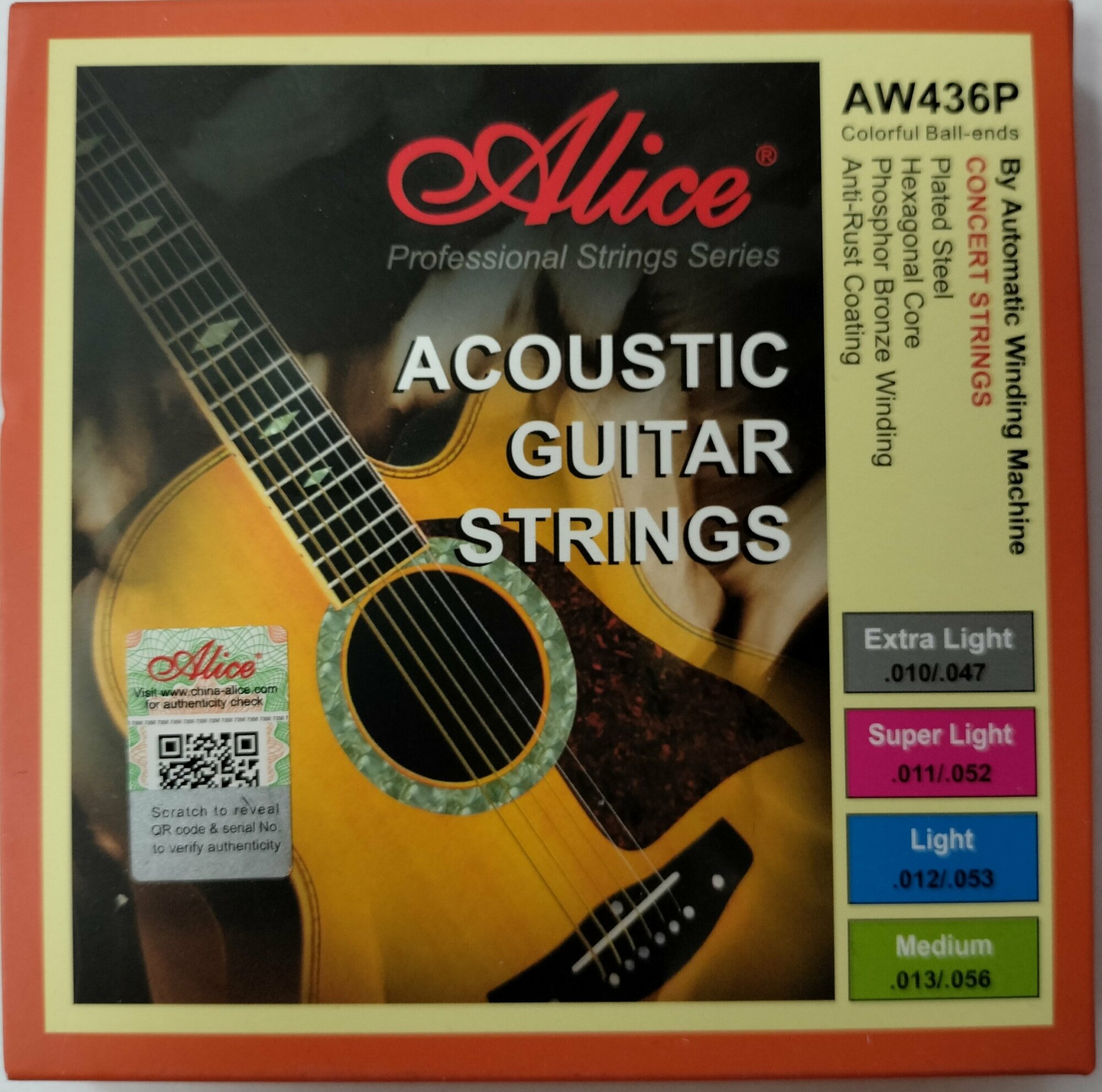 Струны Alice AW436P-XL для акустической гитары обмотка фосфорная бронза (10-47)