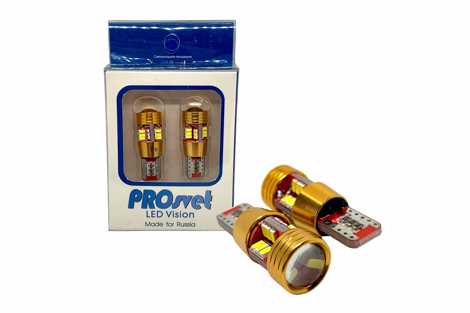 W5w светодиодные лампы для авто Prosvet PREMIUM / габаритные для авто 12V T10 4014 27 SMD CANBUS ( С обманкой ) w5w led (2 шт.)