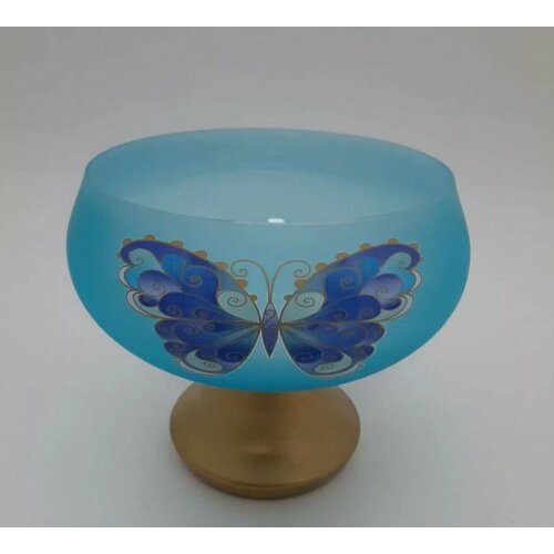 Ваза для фруктов Crystal Аrt (синяя бабочка)