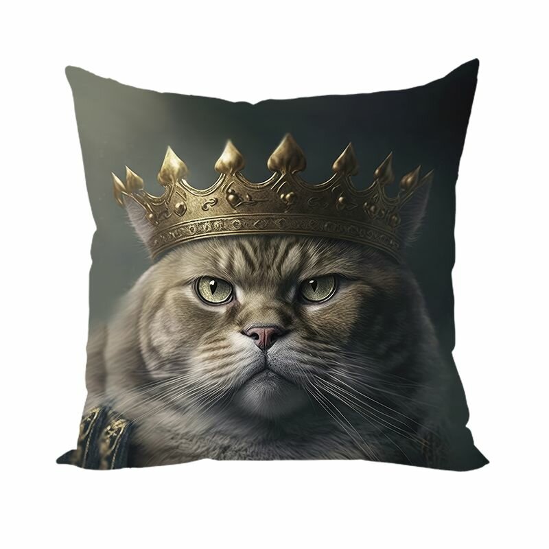 Коты-Короли Лайонел / 40х40 / велюр / подарок / подушка диванная / подушка для интерьера