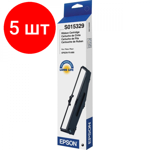 Комплект 5 штук, Картридж Epson C13S015329BA/C13S015329 чер. для FX-890 sakura src13s015614ba картридж матричный epson fx 800 c13s015614 черный 2 x 3 млн