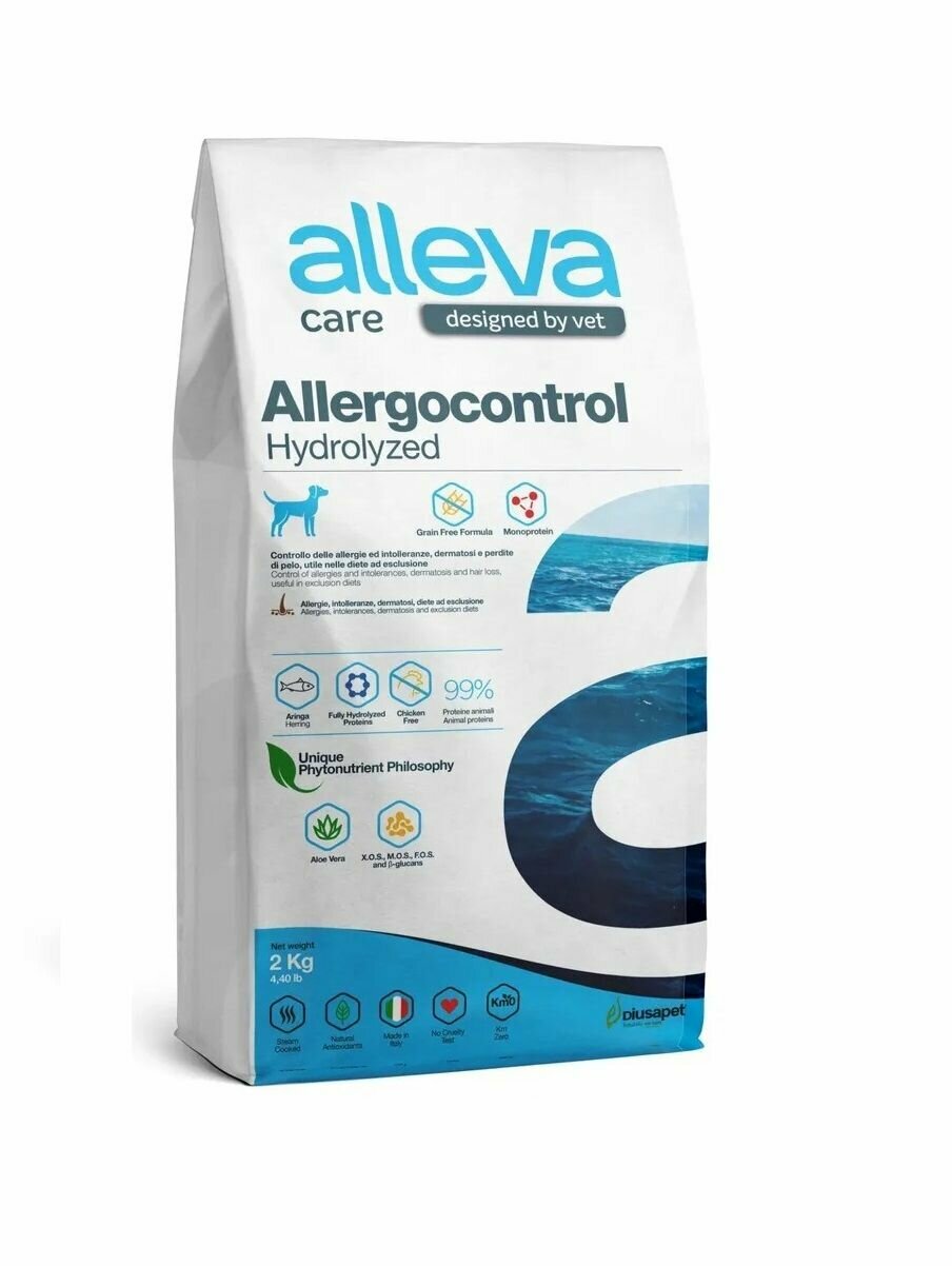 Сухой корм ALLEVA CARE DOG ALLERGOCONTROL для собак всех пород , при аллергии, со вкусом рыбы, 2 кг