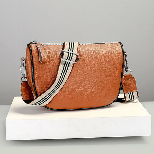 Сумка кросс-боди , фактура гладкая, коричневая