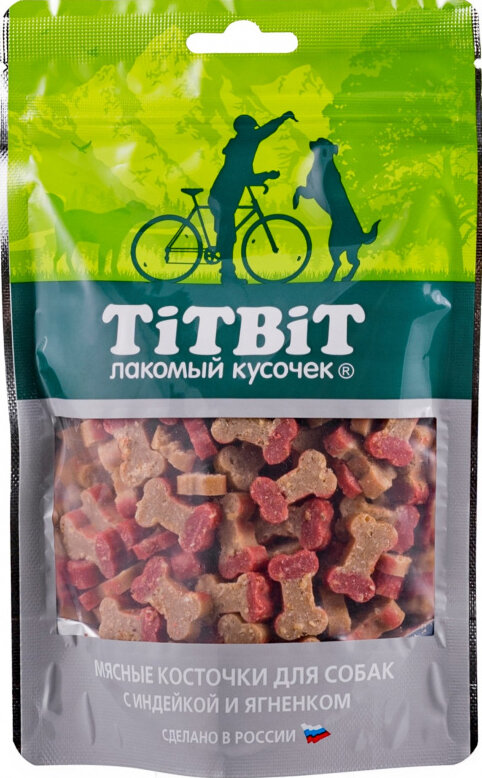 Лакомство TiTBiT для собак, косточки мясные, с индейкой и ягненком, 145 г