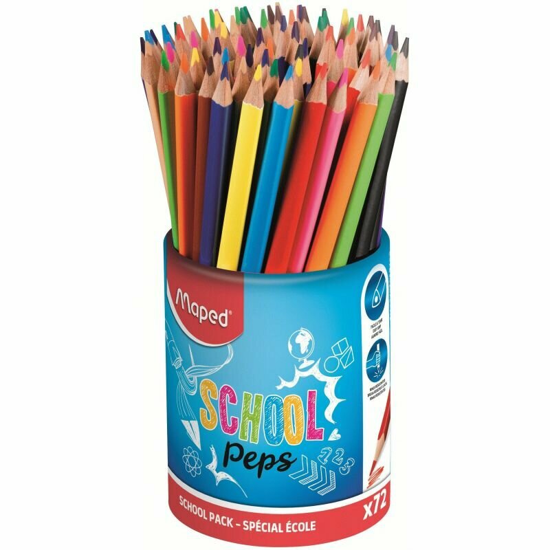 Карандаши цветные MAPED COLOR PEPS 12 цветов, 72 ШТ, треуг, В стакане, 832000