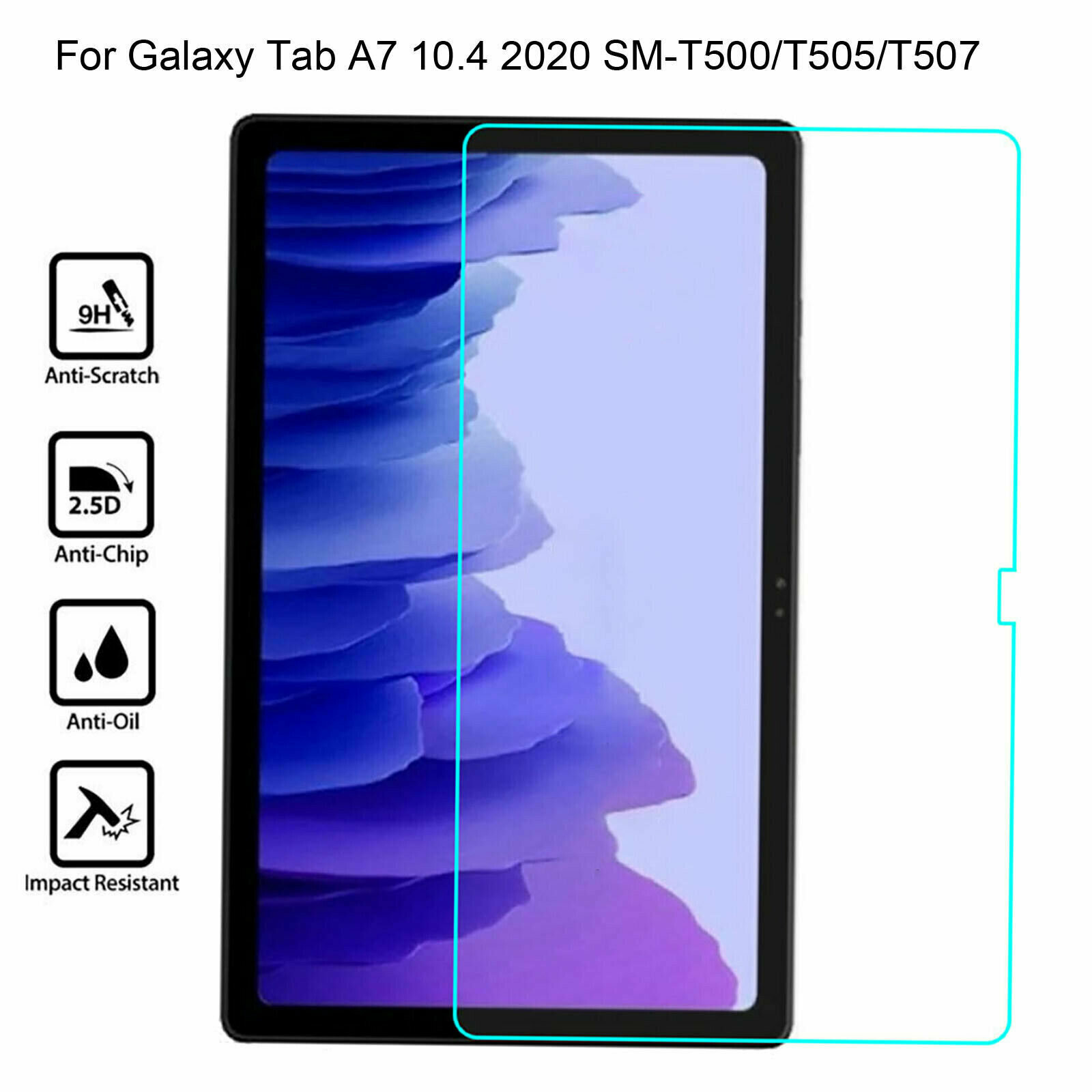 Защитное стекло Tempered Glass для планшета Samsung Galaxy Tab A7 / SM-T505 / SM-T500 10.4"