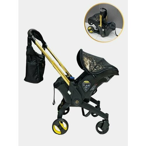 Коляска - автолюлька (до 13 кг) stroller 4 in1, черная золотая звезда