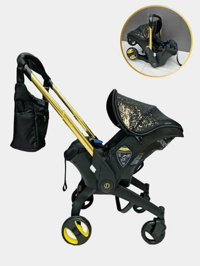 Коляска - автолюлька (до 13 кг) stroller 4 in1, черная золотая звезда