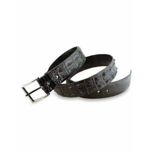 Ремень Exotic Leather, размер 52, черный ремень из кожи крокодила с 2 рядами