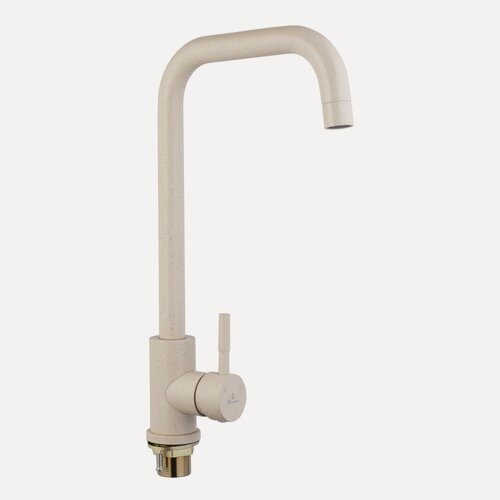 Изображение товара Смеситель для кухни Г-образный из нержавеющей стали с высоким изливом, бежевый гранит