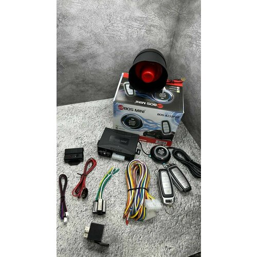 Автосигнализация BOS-MINI BOS-A233 PKE управление со смартфона Кнопка Старт Стоп дистанционный запуск на расстоянии действия ВТ автосигнализация 3899₽