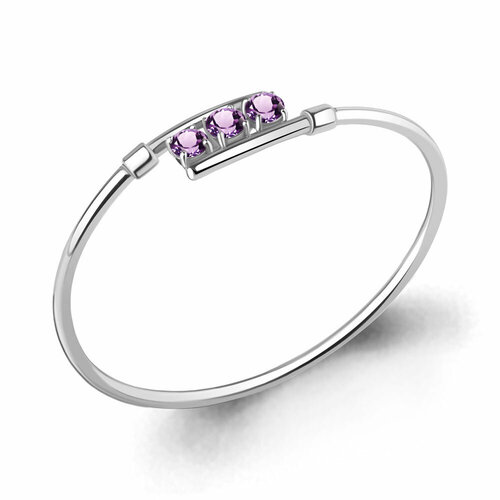 Жесткий браслет Diamant online серебро 925 проба аметист длина 18 см фиолетовый 6265₽