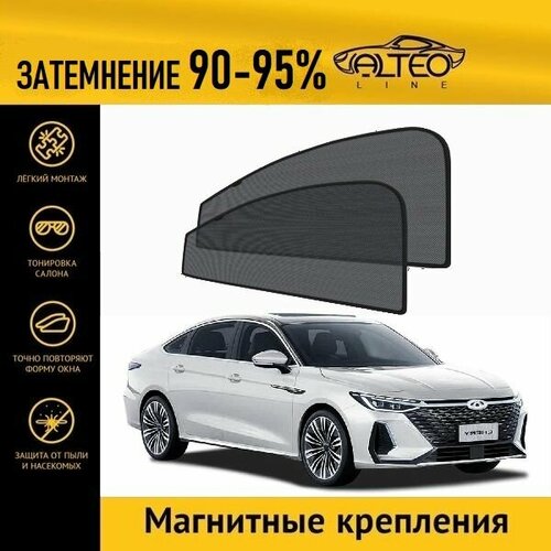 Автошторки ALTEO PREMIUM на Chery Arrizo 8 I (2022-н. в.) на передние двери на магнитах с затемнением 90-95%