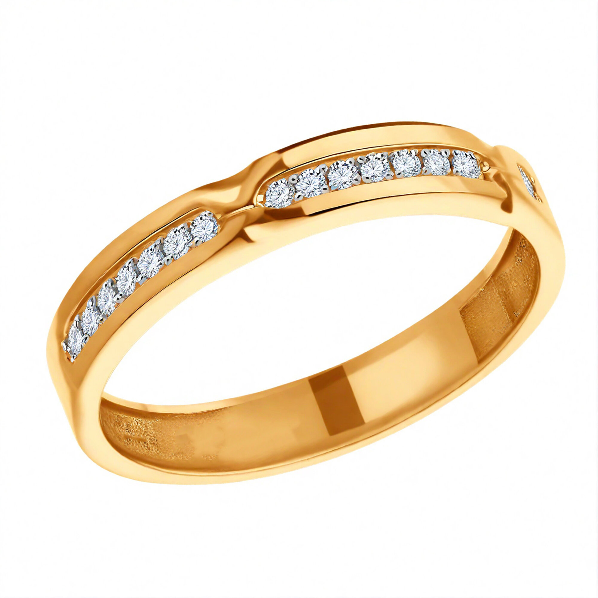 Кольцо дорожка Diamant online, красное золото, 585 проба, фианит, размер 18.5, прозрачный