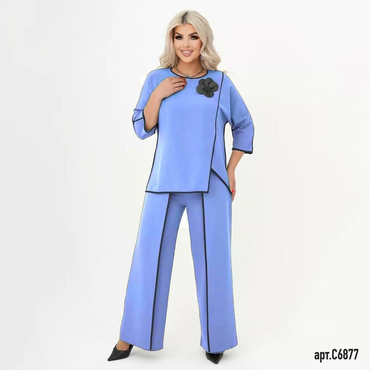 Костюм классический VELESWAY, размер 54, голубой — фото 1