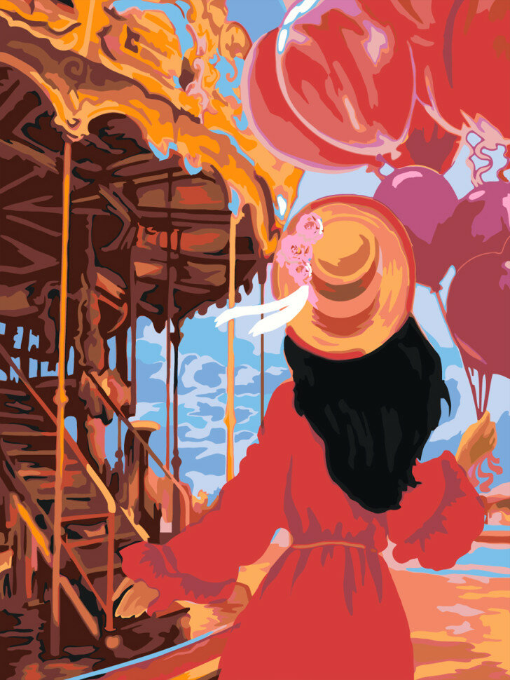 Картина по номерам "Девушка в парке развлечений" — фото 1