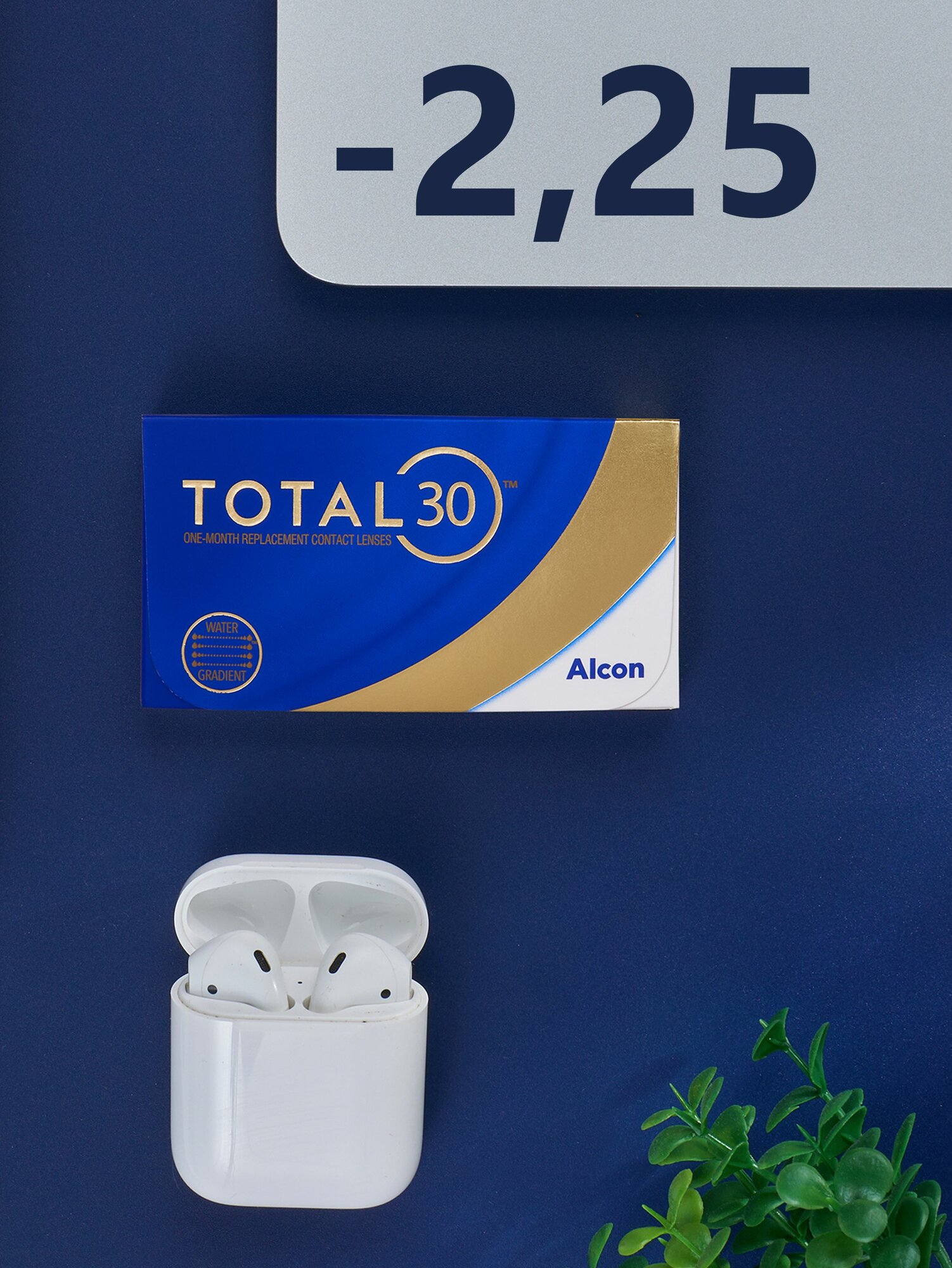 Контактные линзы Alcon "TOTAL 30", с УФ-фильтром, -2.25, дневные
