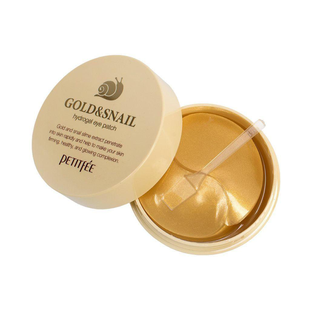 Гидрогелевые патчи Petitfee Hydro Gel Eye Patch Gold & Snail | Для век с муцином улитки | 60шт