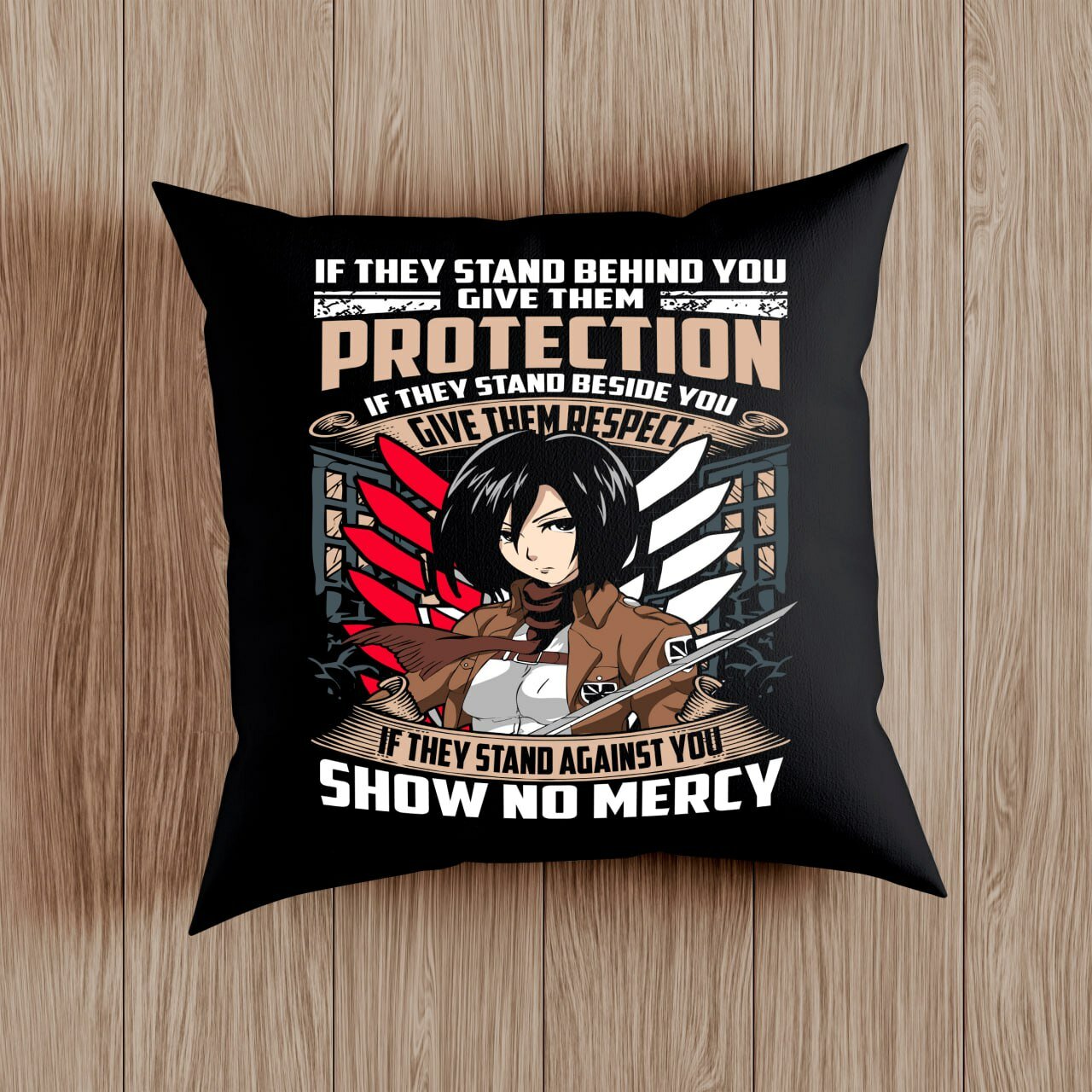 Подушка аниме "Битва Титанов", 38 x 38см, чехол на молнии, синтепон