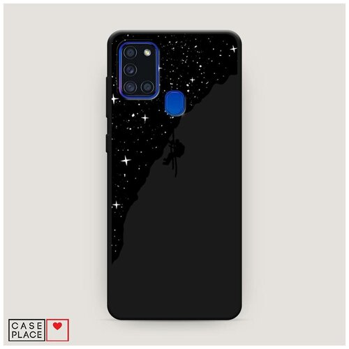 фото Чехол силиконовый матовый samsung galaxy a21s скалолаз в космосе case place