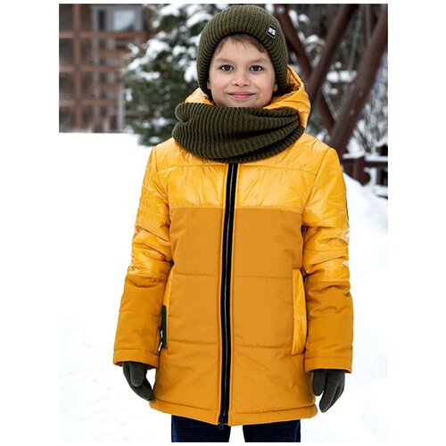 Куртка NIKASTYLE демисезонная, капюшон, ветрозащита, водонепроницаемость, стеганая, манжеты, подкладка, карманы, светоотражающие элементы, размер 158 (80), желтый