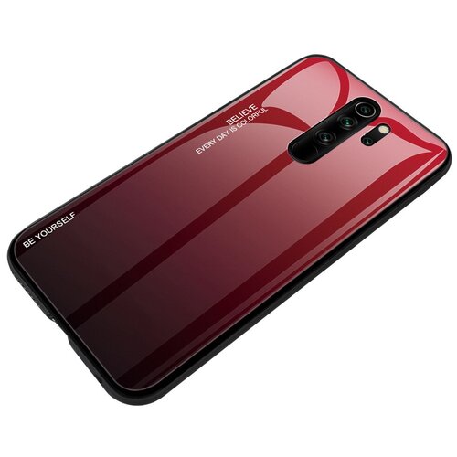 фото Чехол-бампер mypads для nokia x6 / nokia 6.1 plus стеклянный из закаленного стекла с эффектом градиент зеркальный блестящий переливающийся красный