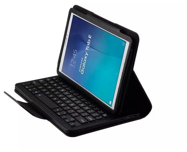 Клавиатура MyPads для Samsung Galaxy Tab E 9.6 SM-T560N/ T561N/ T565N съемная беспроводная Bluetooth в комплекте c кожаным чехлом и пластиковыми ...