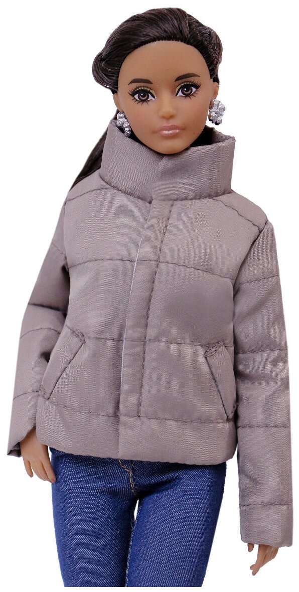 Одежда для кукол барби. Куртка-пуховик цвета "Дубовая кора" для кукол 29 см. типа барби, Fashion royalty(FR2) и подобных размеров тел