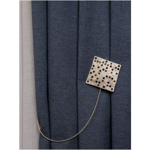 Дизайнерский Магнит-подхват для штор Гламур-квадрат; Материал легкий металл; Цвет сатин