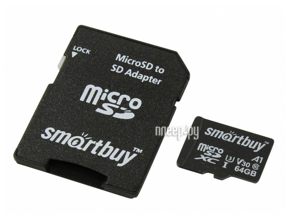 867445 Карта памяти 64Gb - SmartBuy MicroSDHC U3 SB64GBSDU1A-AD (Оригинальная!)