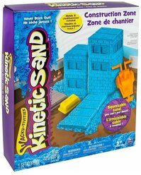 Kinetic Sand 71417 Кинетический песок Игровой набор с формочками Construction Zone (синий) 285 г