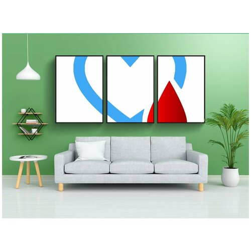 фото Набор модулных постеров для интерьера "сердце, капля, иконка" 60x90 см. в тубусе, без рамки lotsprints