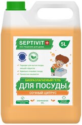 Средство для мытья посуды, овощей и фруктов SEPTIVIT Premium / Гель для мытья посуды Септивит / Моющее средство для посуды / Жидкость для мытья посуды / Сочный цитрус, 5 литров (5000 мл.)