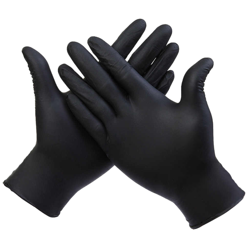 фото Gwu / перчатки нитриловые m / перчатки одноразовые черные медицинские 100 шт wally plastic