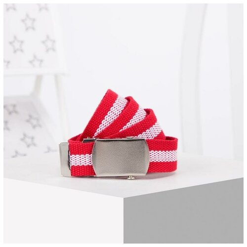 фото Ремень детский, ширина 3 см, пряжка автомат, цвет красный/белый mikimarket