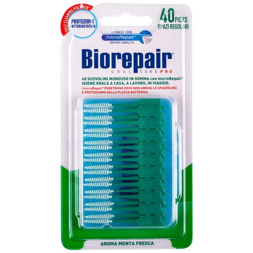 Зубной ершик Biorepair одноразовый мягкий стандартный 40 шт зелёный