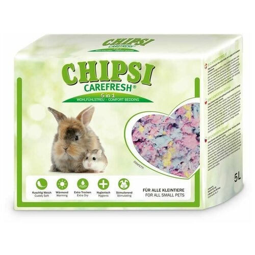 Chipsi Carefresh Confetti - наполнитель/подстилка разноцветный бумажный для мелких домашних животных и птиц 5 л