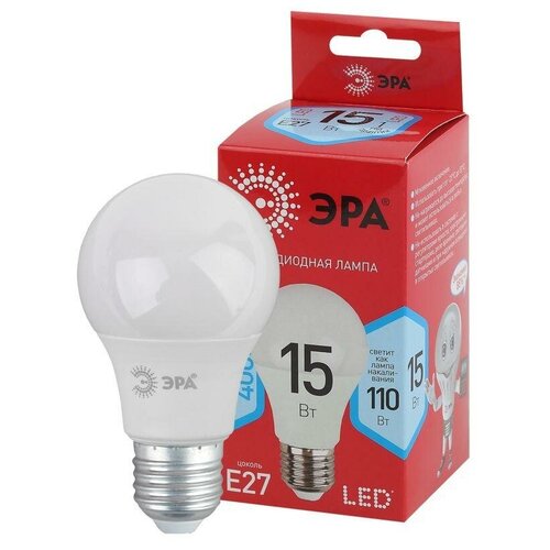 фото Эра лампа светодиодная a60-15w-840- e27 r (диод груша 15вт нейт e27) (10/100/1500) эра б0046356