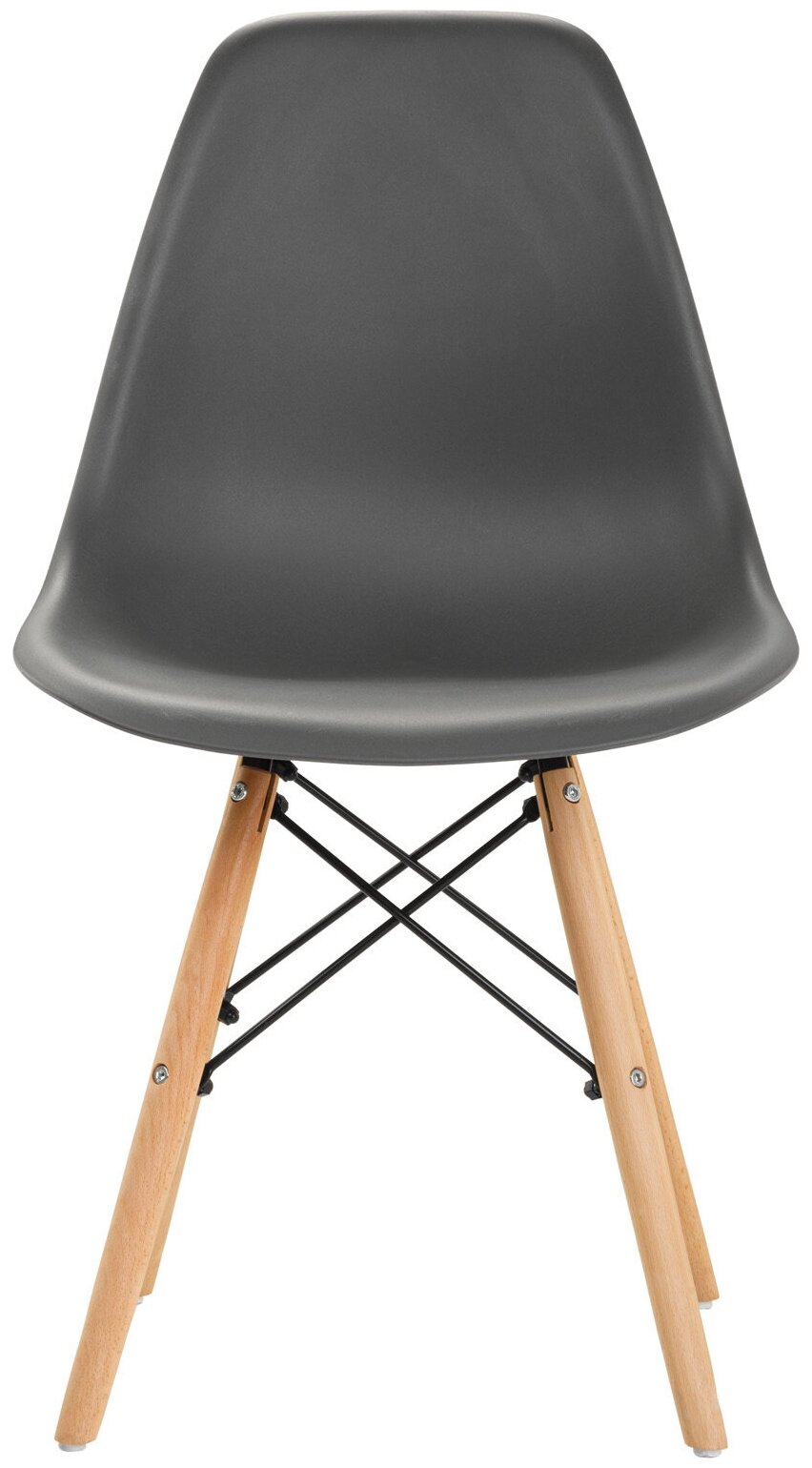 Стул LEON GROUP в стиле EAMES DSW для кухни со спинкой с деревянными ножками, 1 шт, серый