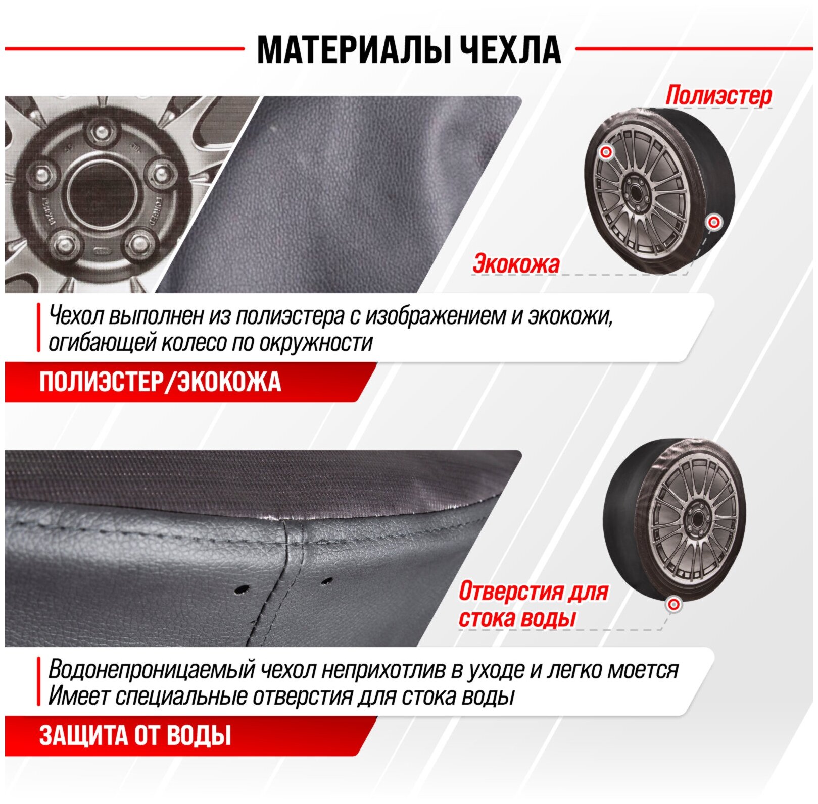 Чехол запасного колеса Колесо R15 диаметр 67см SKYWAY экокожа/полиэстер S06301055