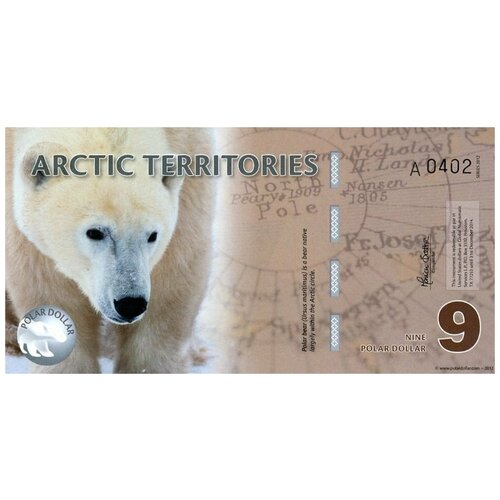 Арктические территории 9 долларов 2012 г. /Полярный медведь/ UNC