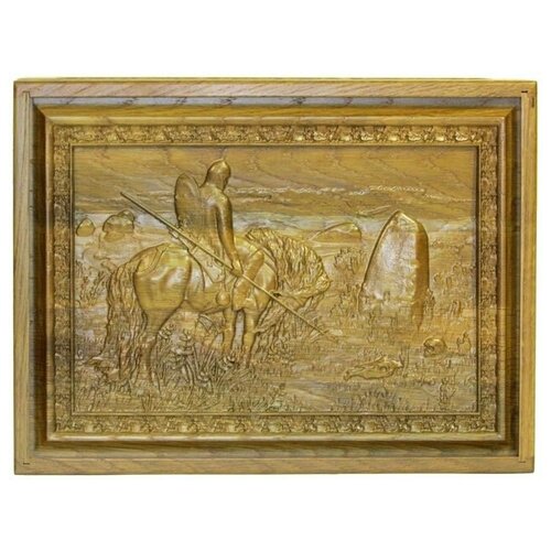 Шкатулка ювелирная Витязь на распутье резная двухуровневая из мореного дуба 31*24*13 см 999-RTB-77M