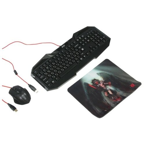 Игровой набор Anger MKP-019 RU, мышь+клавиатура+ковер DEFENDER