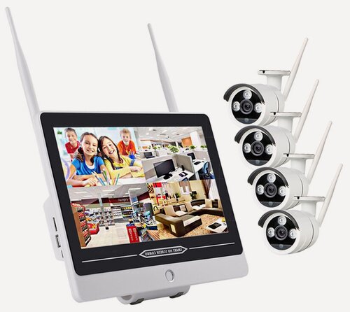 Изображение товара Беспроводной комплект на 4 камеры для улицы с репитером с монитором 12 - Kvadro Vision I-Stiv 12 Street - 2.0R (Lux)