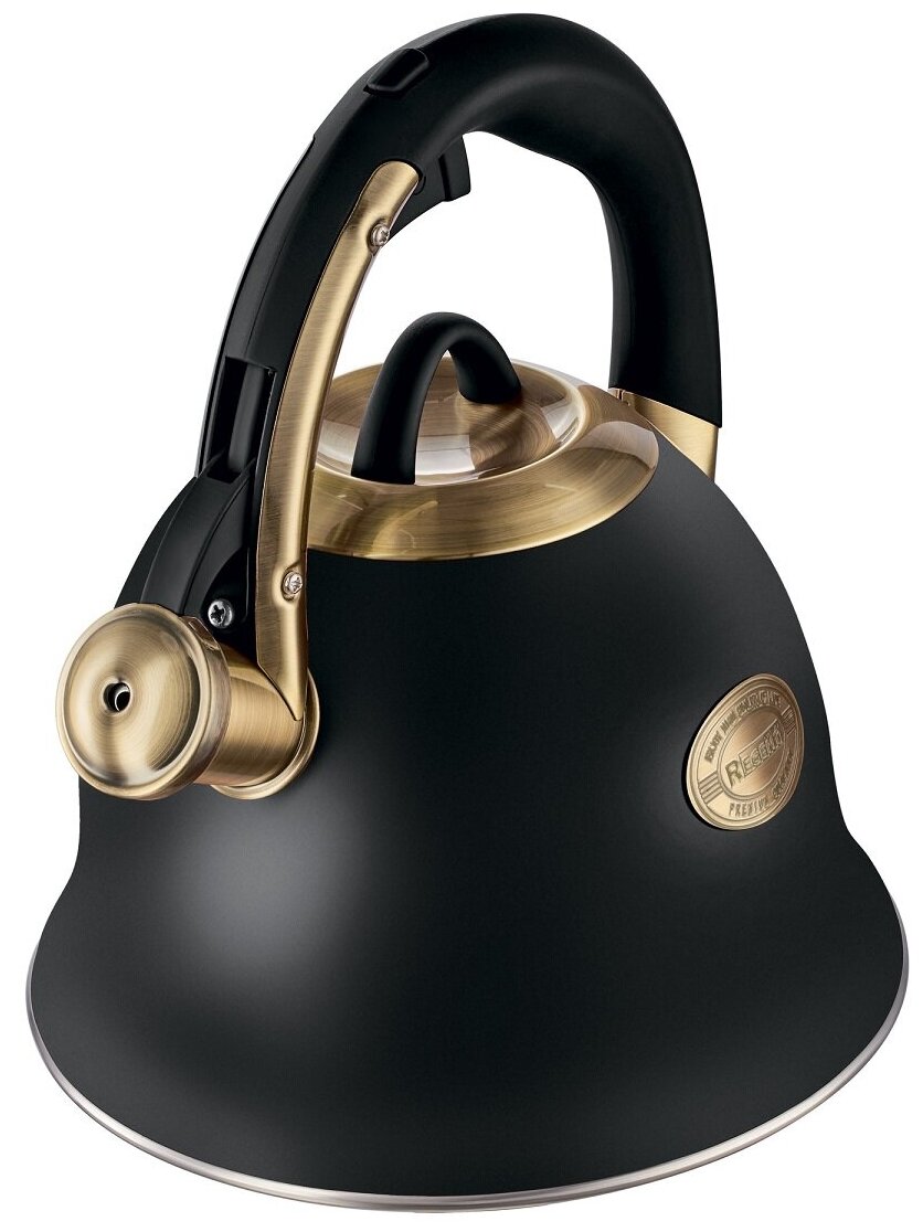 фото Чайник REGENT со свистком, 2,6 литра, черный, матовое жаростойкое декоративное покрытие корпуса, ручка покрытие Soft-Touch