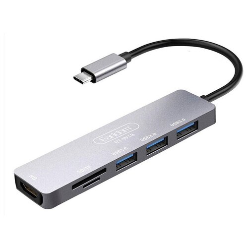 Хаб разветвитель 6in1 Type-C - HDMI 4K / Micro SD / SD / USB высокая скорость Earldom ET-W18 USB3.0 5 Gbps хаб earldom et w18 type c на hdmi 3xusb3 0 sd tf