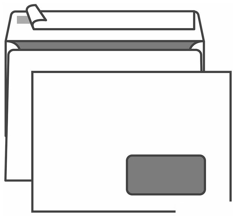 Конверт почтовый C5 KurtStrip (162x229, 80г, стрип) белый, прав. окно, 1000шт. (70404)