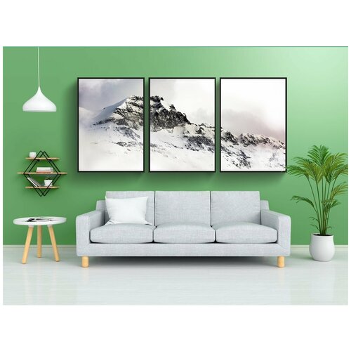 фото Набор модулных постеров для интерьера "снег, горы, пейзаж" 60x90 см. в тубусе, без рамки lotsprints