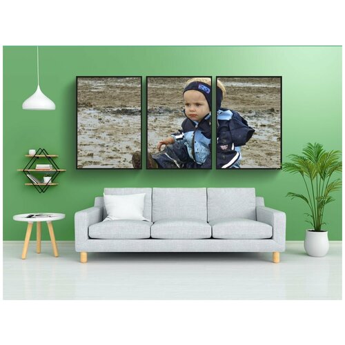 фото Набор модулных постеров для интерьера "ребенок, пляж, мальчик" 60x90 см. в тубусе, без рамки lotsprints